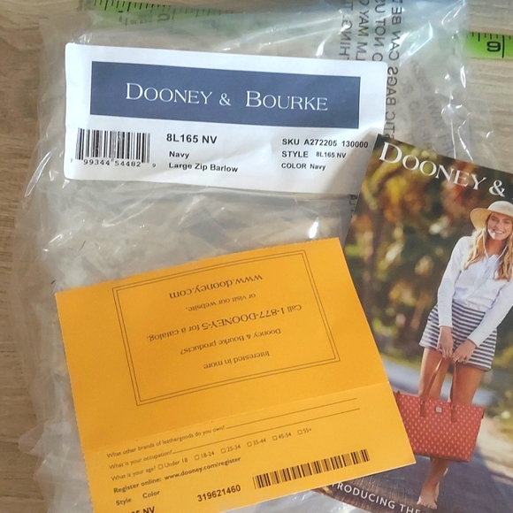 Dooney & Bourke Navy Large Zip Barlow Florentine Leather - Picture 8 of 15